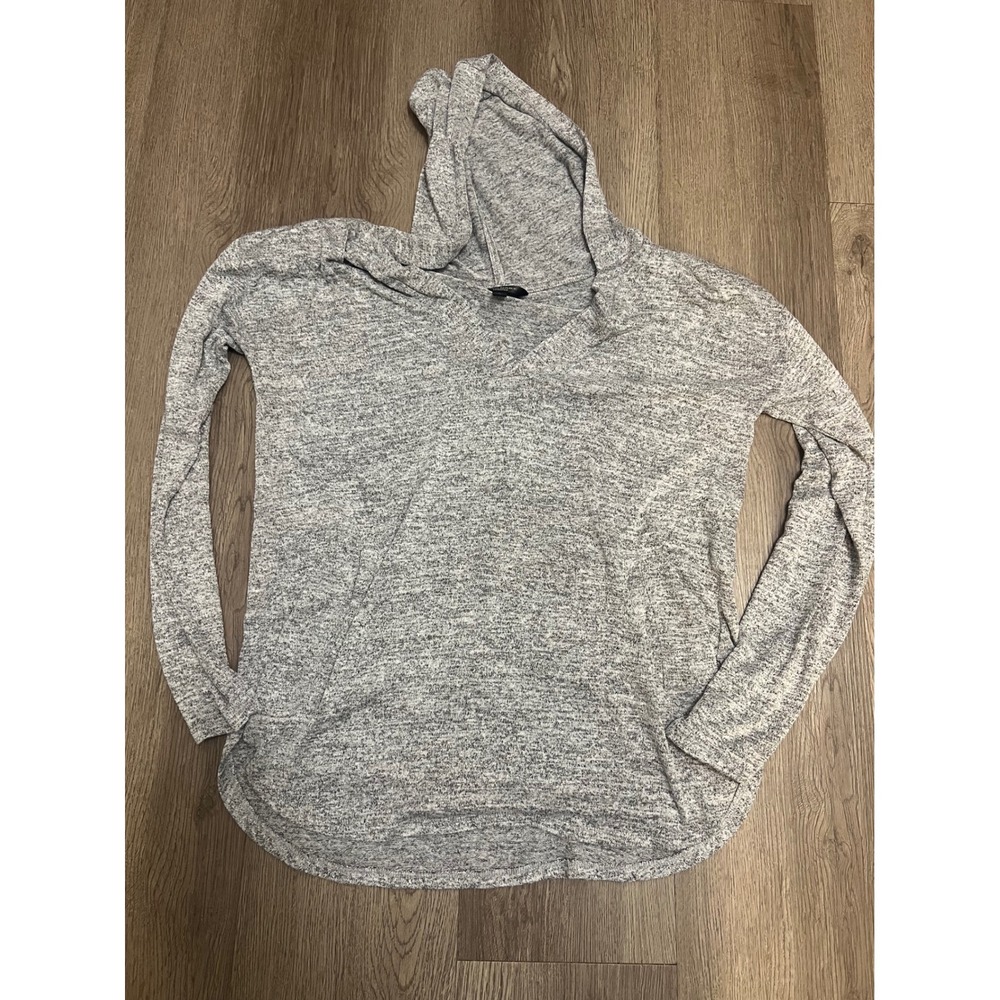 Banana Republic Luxespun Hoodie Womens Small Gray V-Neck Pullover Knit Top